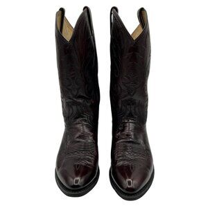 Dan Post Mens 9.5D Black Cherry Leather Cowboy Boots Western Stitching Rodeo